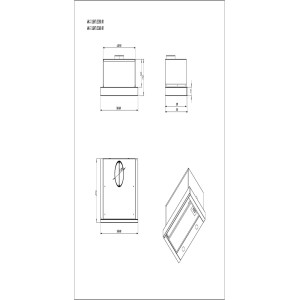 Rysunek techniczny: okap płaski t.b.t. z wymiarami.