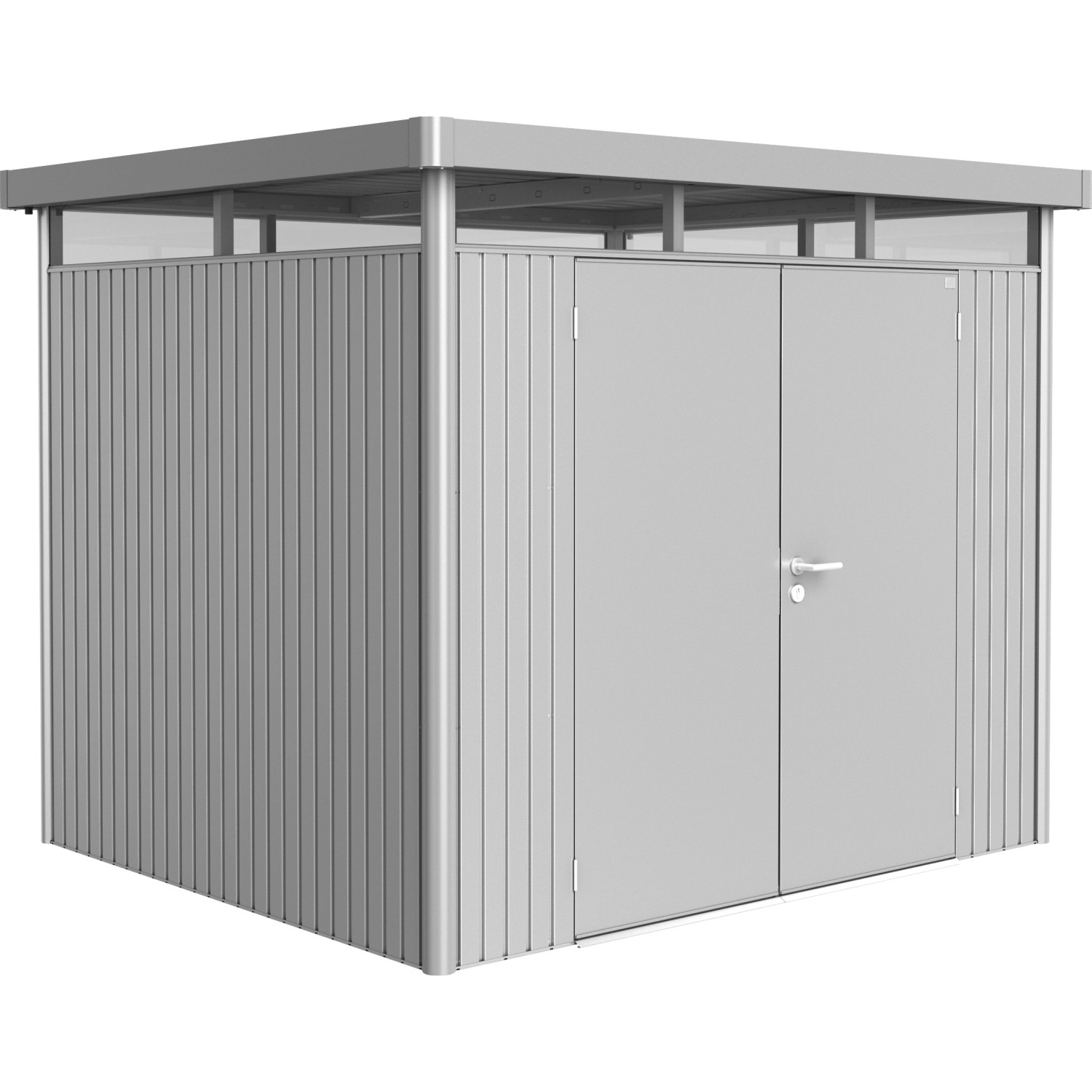 Biohort Metalowy domek ogr. HighLine Silver Metallic 5,6 m2, podwójne drzwi