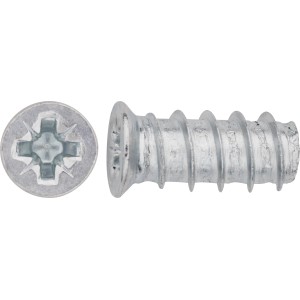 Wkręt meblowy z łbem płaskim, napęd PZ, Ø 6x13 mm, ocynkowany, do połączeń drewnianych.