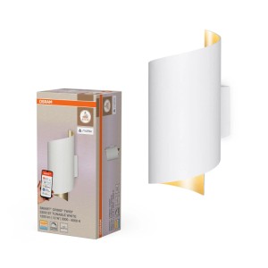 Biała inteligentna lampa ścienna LED Osram Decor Twist z aluminium, o skręconym designie, Tunable White.