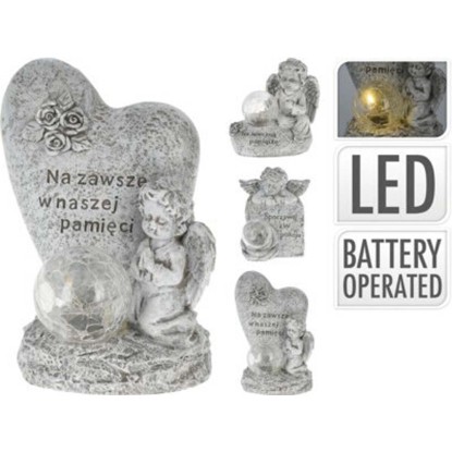 Figurka nagrobna aniołek led mix - 14,5 x 19,5 cm