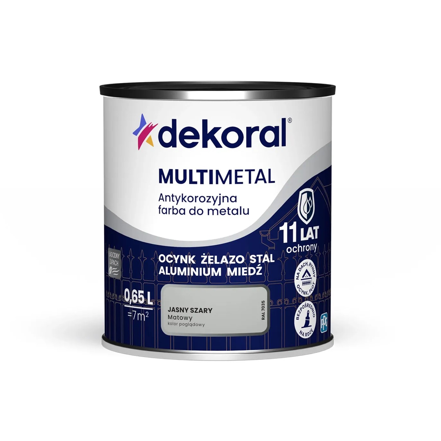 Dekoral Farba antykorozyjna Multimetal jasnoszara 0,65L