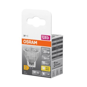 Żarówka LED GU4 Osram, 20W, ciepła biel, do nastrojowego oświetlenia wnętrz.