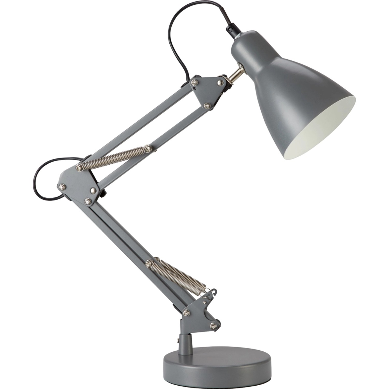 Lampka biurkowa metal 1xE14 10W 30x13x50cm szara