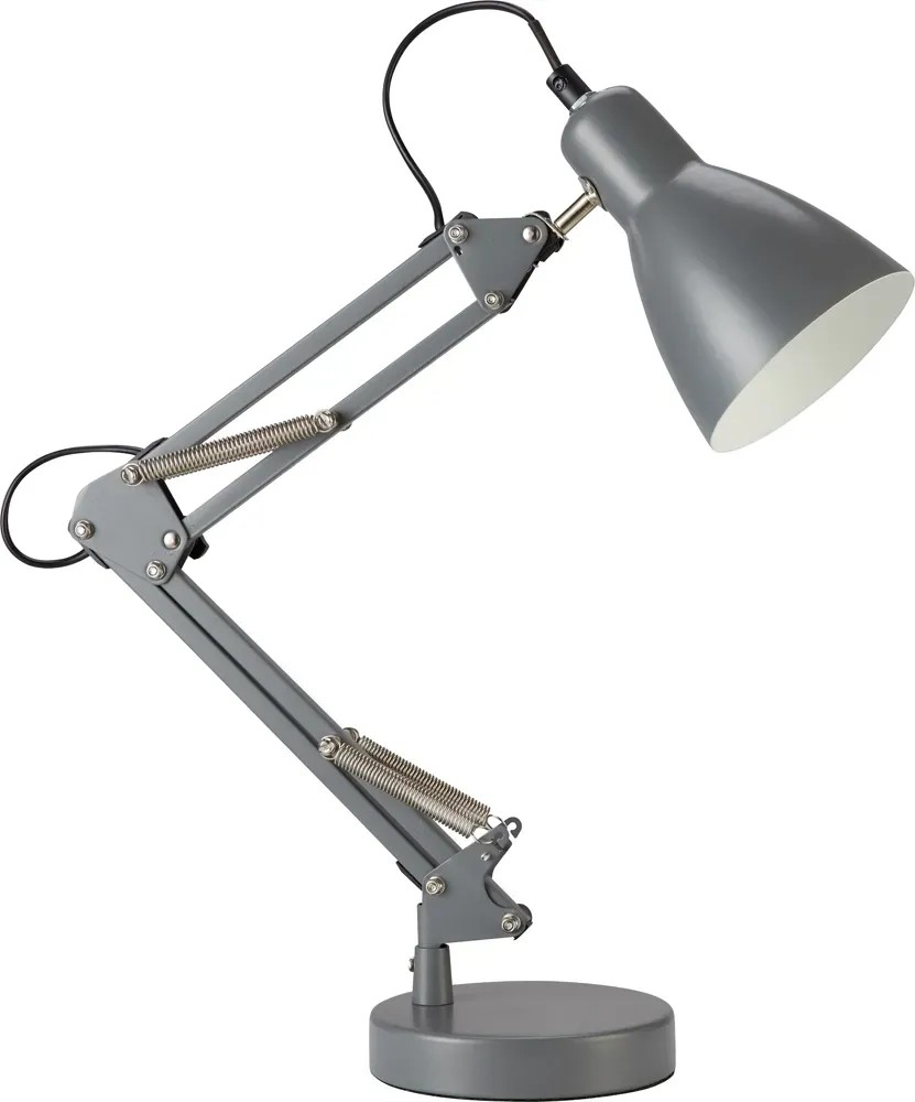 Lampka biurkowa metal 1xE14 10W 30x13x50cm szara