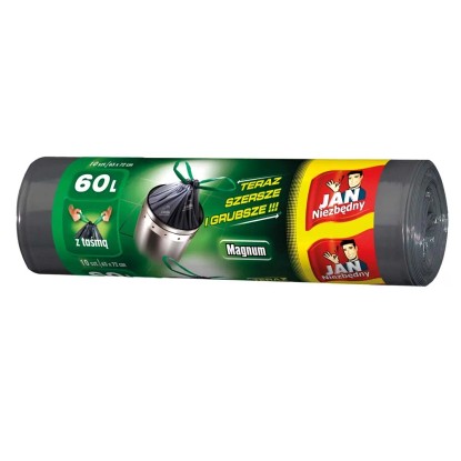 Jan Niezbędny Worki na śmieci MAGNUM FLEXI z taśmą czarne 60 l 10 szt.