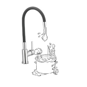 t.b.t. Bateria jednouchwytowa z elastyczną wylewką i ilustracją z kreskówki.