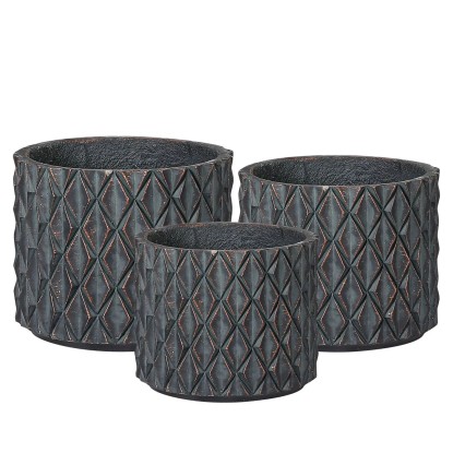 Donice Merida szare pozłacane komplet 3 szt.