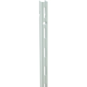 Biała metalowa szyna ścienna, 200 cm, jednorzędowa do regałów.