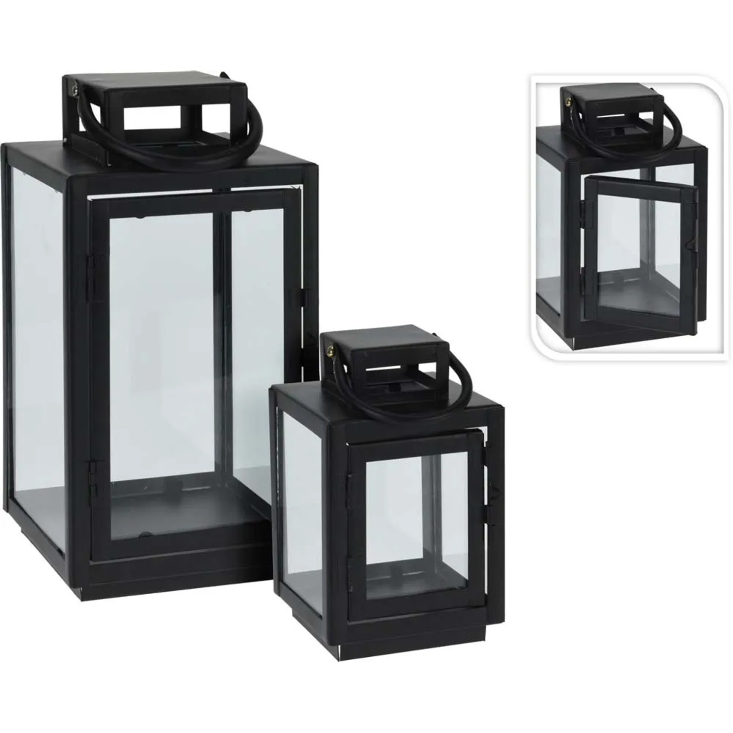 Lampion Industrial metalowy czarny - 10 x 16 cm