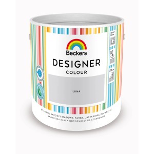 Wiadro z farbą Beckers Designer Colour Luna, odpowiednie do kolorowych ścian.