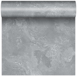 Szara tapeta dekoracyjna t.b.t. z efektem marmuru, zwinięta.