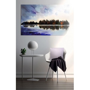 Dekoracyjna poduszka t.b.t. na krześle, w połączeniu z obrazem na ścianie w salonie.