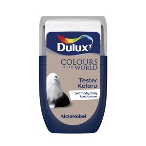 Tester farby Dulux "aromatyczny kardamon" do ścian.