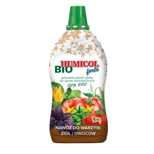 Humicol Bio Forte nawóz płynny do warzyw, ziół i owoców w 1-litrowym pojemniku.