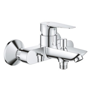Bateria wannowa Grohe QuickFix Start Edge do montażu ściennego, chromowana.