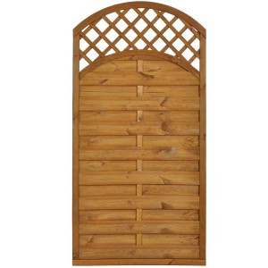 Drewniany panel ogrodzeniowy t.b.t. z kratką, idealny do ogrodu.