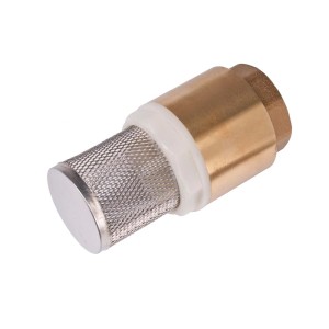 Mosiężny zawór zwrotny z filtrem do pomp i instalacji wodociągowych.