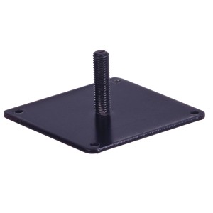 Czarna płyta montażowa Hettich do nóg stołowych, 90x90 mm, z gwintem M10.
