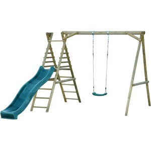 Drewniana huśtawka ze zjeżdżalnią dla dzieci, z kategorii Huśtawki.