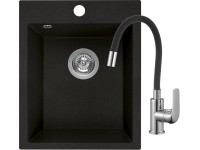 Zlewozmywak Uno 1-kom. z baterią czarny 48x39 cm