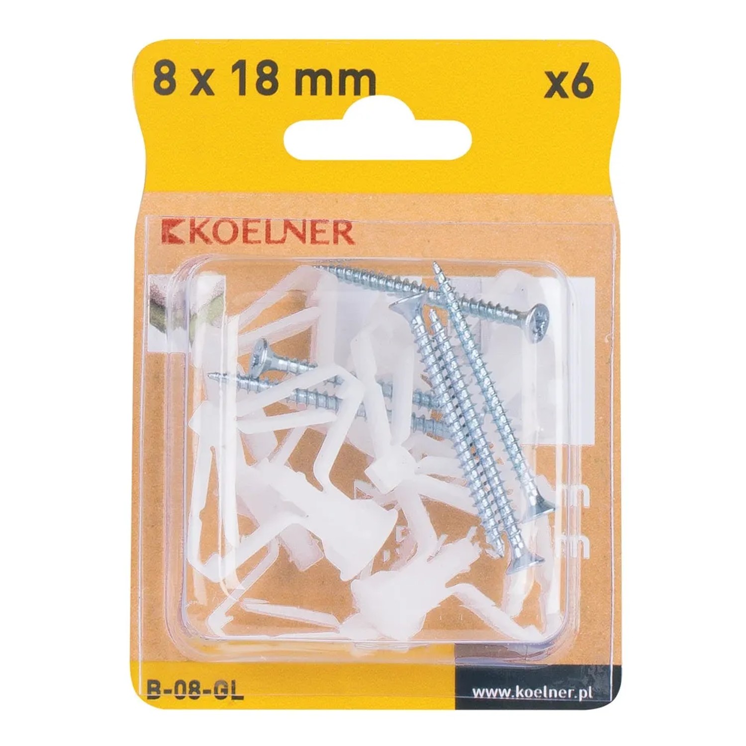 Koelner Kołek do płyt GK 8mm z wkrętem 6szt