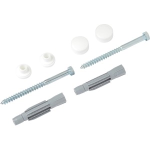 Zestaw śrub, kołków i zaślepek do różnych mocowań.