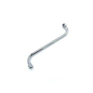 Chromowane akcesorium t.b.t. do armatury, zakrzywiony kształt.