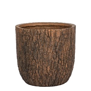 Brązowa doniczka t.b.t. z efektem kory drzewa do ogrodu.