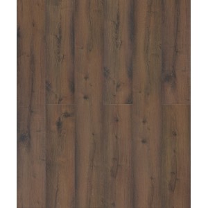 Ciemnobrązowe panele podłogowe t.b.t. z teksturą drewna do wnętrz.