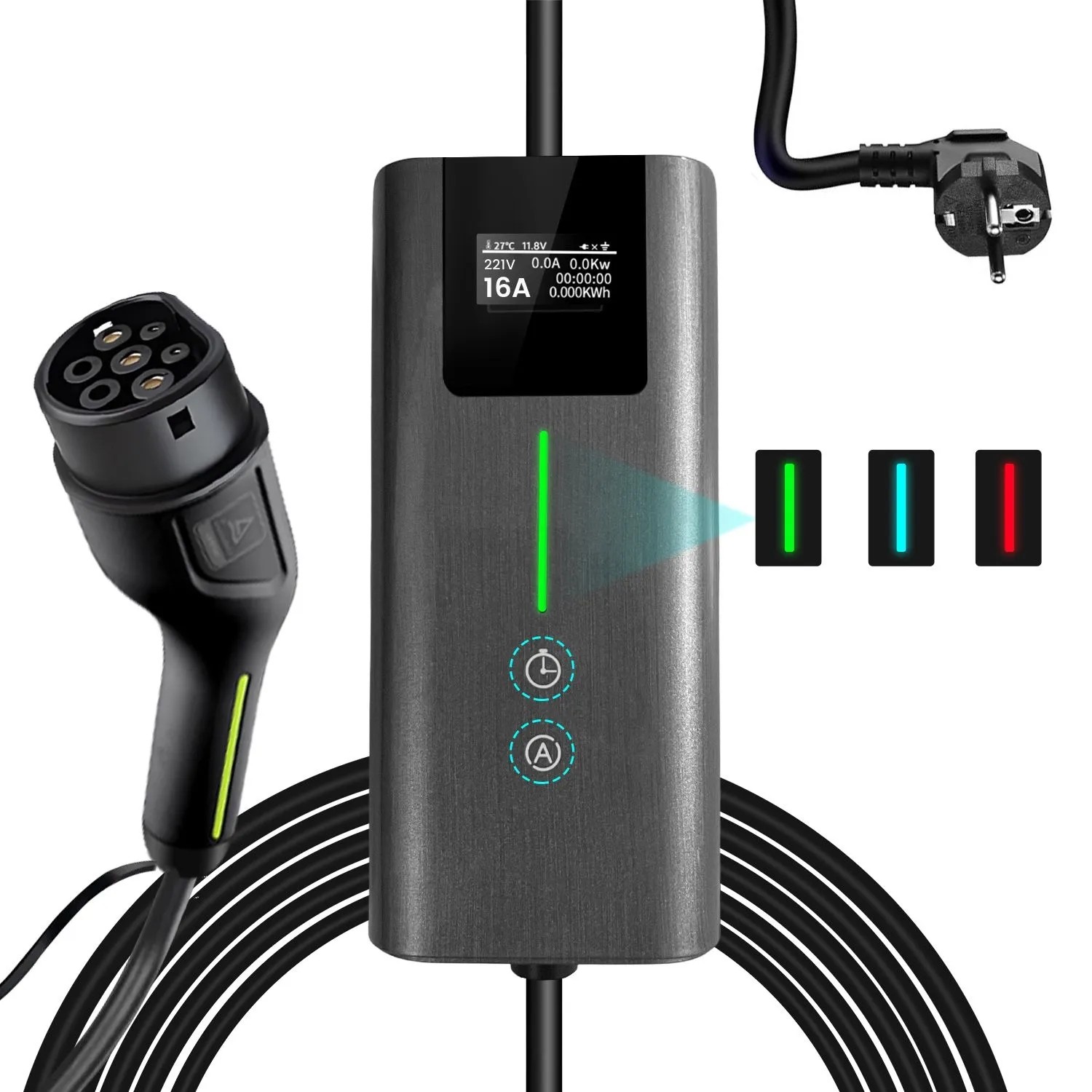 Junsun Ładowarka EV 3.5 kW 4 m Kabel Typ 2 1-fazowy 6-16A