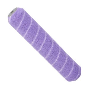 Fioletowy wałek malarski z białymi paskami do malowania.