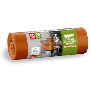 Rolka pomarańczowych worków na śmieci bio 60L.