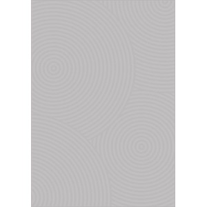 Szary dywan z krótkim włosiem we wzór koncentrycznych okręgów.