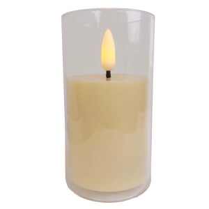 Dekoracyjna świeca LED w szkle do nastrojowego oświetlenia.