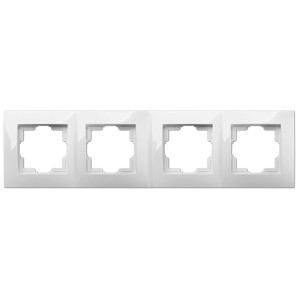 Biała poczwórna ramka do włączników i gniazdek