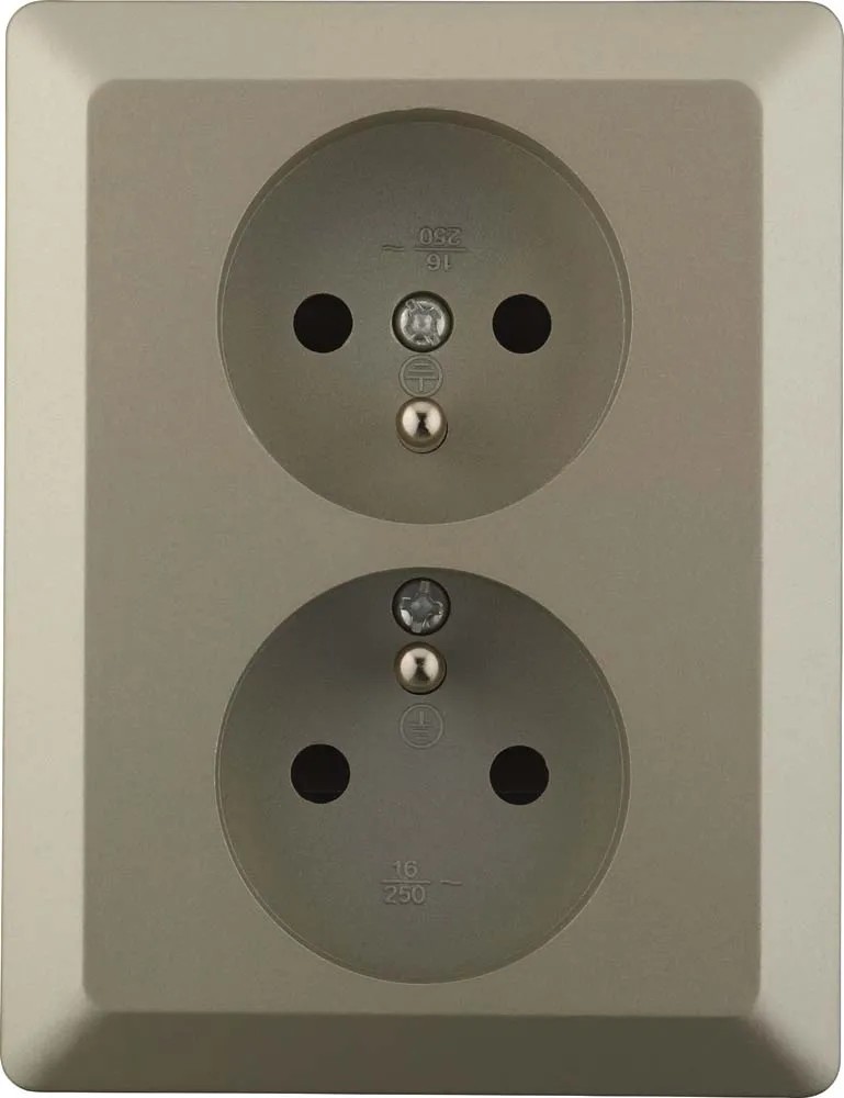 OBI Gniazdo wtyczkowe Rea podwójne wraz z ramką kolor szampański