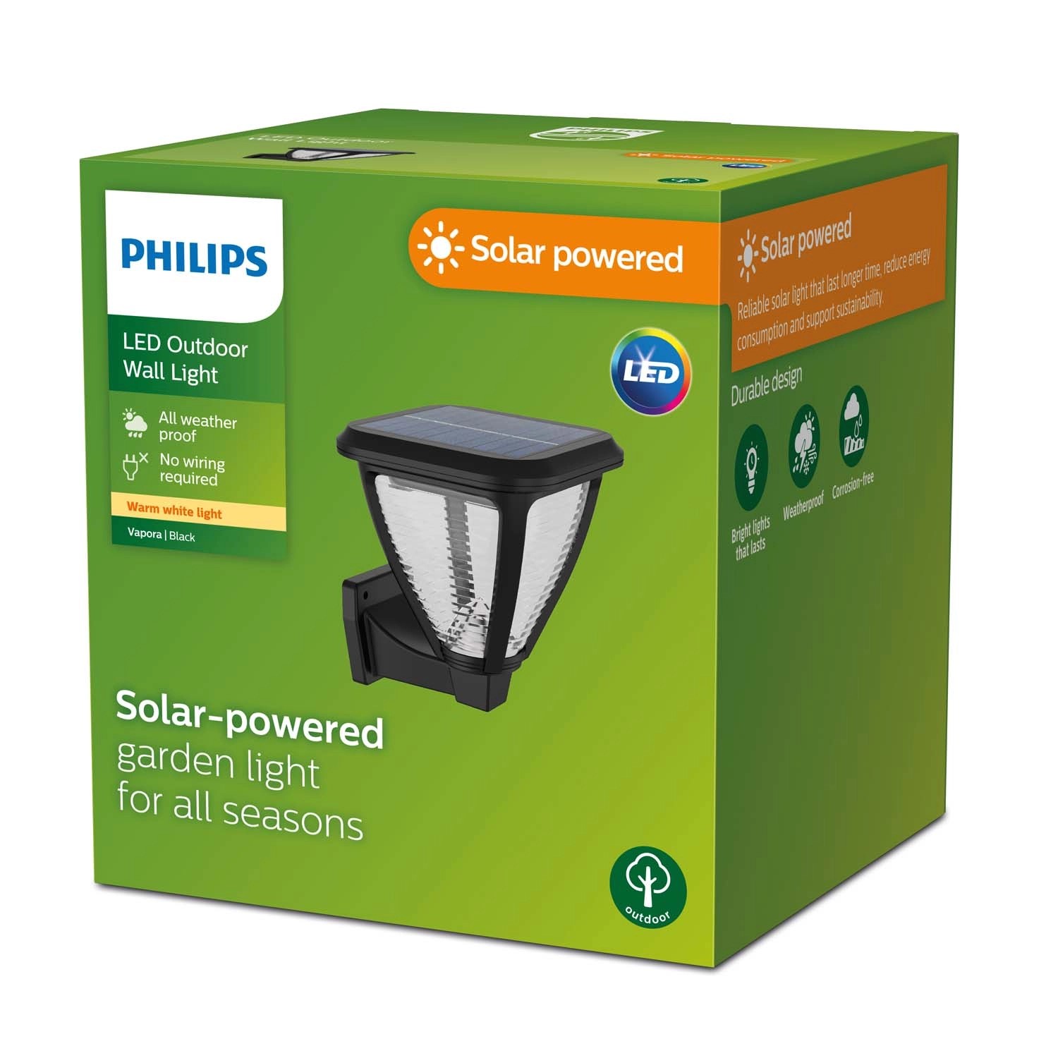 Oprawa solarna ścienna Philips Vapor 1,5W  2700K 200lm IP44 czarna