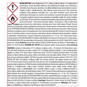 Etykieta z informacjami dotyczącymi bezpieczeństwa i ostrzeżeniami dla Emalie kolorowe.