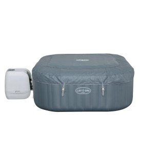 Szary, zakryty jacuzzi Lay-Z-Spa z pompą.