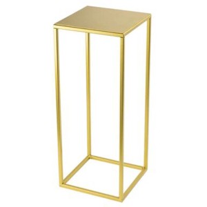 Nowoczesny, złoty stojak na kwiaty do wnętrz.