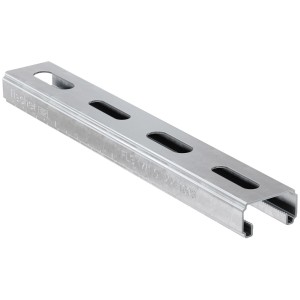 Szyna profilowa t.b.t., srebrna, z wycięciami do mocowania.