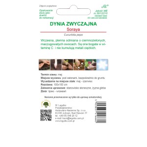 Opakowanie nasion dyni 'Soraya': Nasiona dyni do ogrodu.