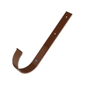 Brązowy plastikowy hak rynnowy do mocowania rynien dachowych.