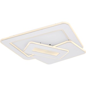 Biała, ściemnialna lampa sufitowa LED Globo Kique, kompatybilna z Smart Home, 490x485x68 mm.