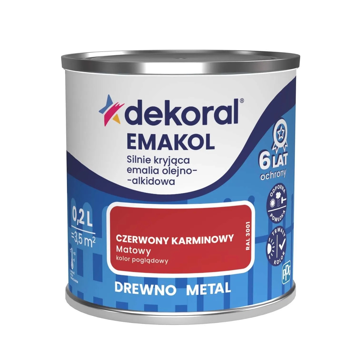 Dekoral Emalia Emakol Strong czerwony karminowy matowy 200 ml