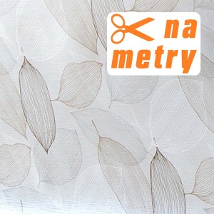 Obrus z motywem liści, sprzedawany na metry.