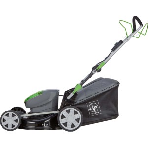 Akumulatorowa kosiarka LUX-TOOLS A-RM-46-24 z koszem, 2 akumulatory i PowerSystem. Łatwa pielęgnacja trawnika.