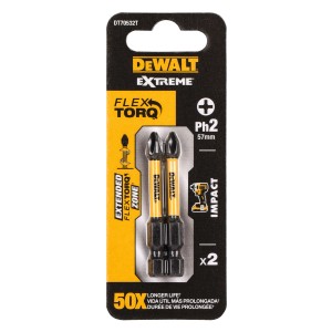 Zestaw bitów DeWalt FlexTorq, 2 sztuki, PH2, 57 mm, do zakrętarek udarowych.