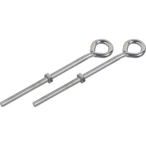 Dwa srebrne haki ścienne z oczkiem i nakrętką.